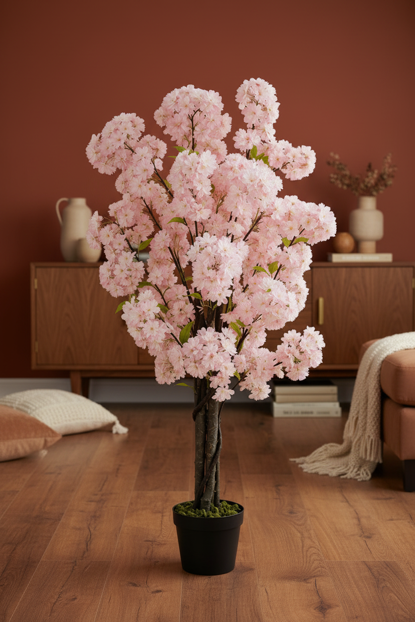 Premium Winter Cherry Bloom Faux Plant – 47"