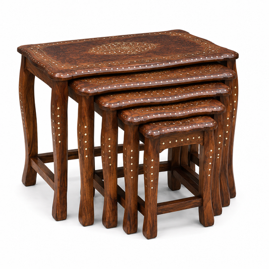 Premium Sheesham Wood Nesting Tables Set of 5