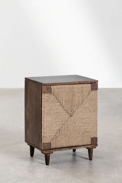 Daisy Handcrafted Mango Wood & Jute Bedside Table