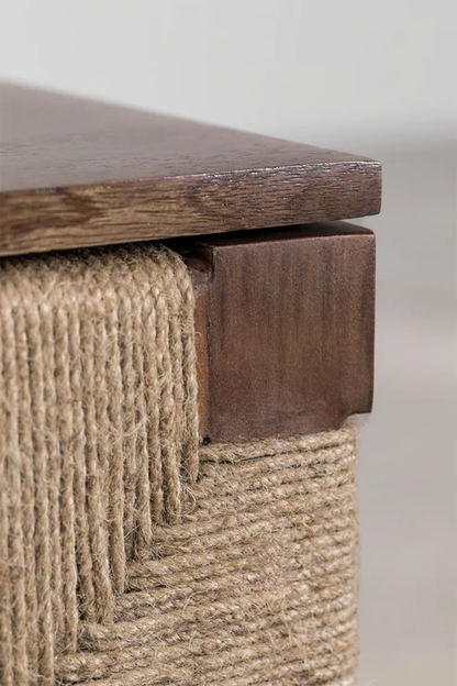 Daisy Handcrafted Mango Wood & Jute Bedside Table