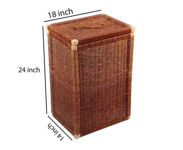 Yamini Handwoven Wicker Laundry Basket with Lid