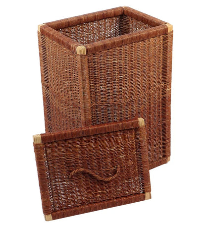 Yamini Handwoven Wicker Laundry Basket with Lid