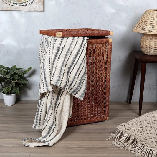 Yamini Handwoven Wicker Laundry Basket with Lid