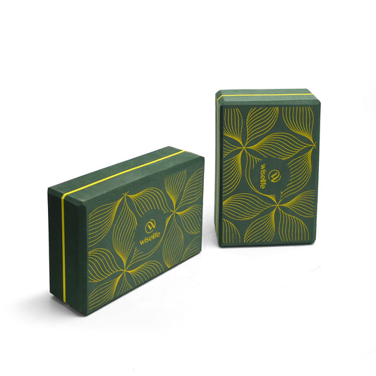 Wifelife Premium Printed Yoga Block Green Leaves