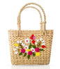 Handwoven Natural Fiber Tote Bag with Floral Embroidery