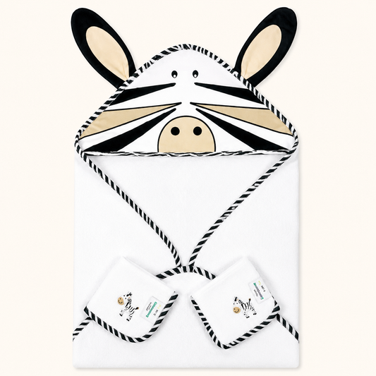 Abracadabra Zebra Hooded Towel & Face Washers Set