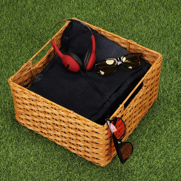 Aashi Handwoven Wicker Storage Basket with Handles
