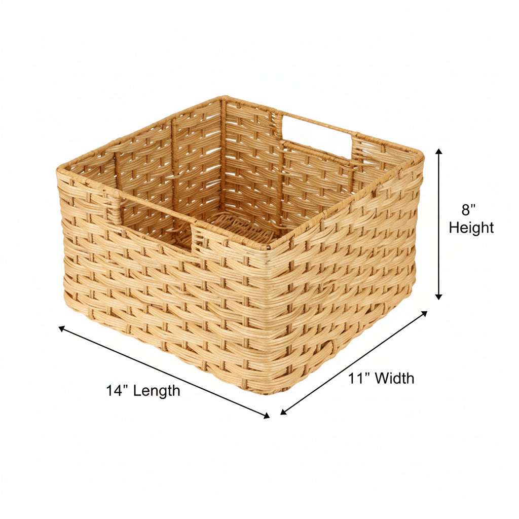 Aashi Handwoven Wicker Storage Basket with Handles