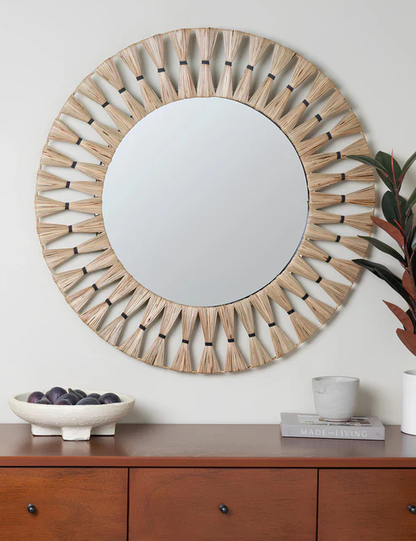 Adah Handcrafted Rattan Wall Mirror