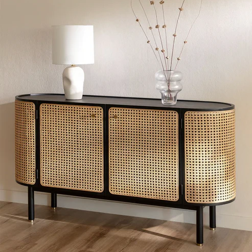 Anvi Handcrafted Rattan & Wood Sideboard