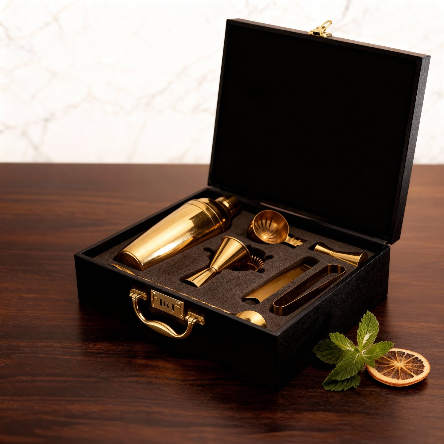 Abrazo Luxury 8-Piece PVD Gold Bartender Kit