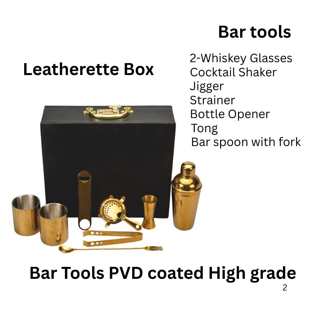 Abrazo Luxury 8-Piece PVD Gold Bartender Kit
