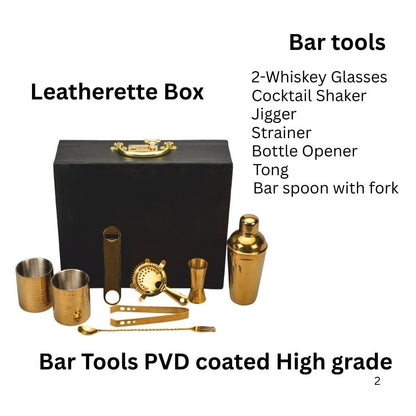 Abrazo Luxury 8-Piece PVD Gold Bartender Kit