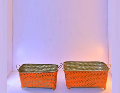 Rectangular Bronze Band Pot Duo – 11in & 12in – Stylish Bronze Planters