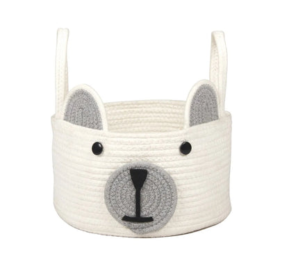 Hand-Woven Bear Face Storage Basket