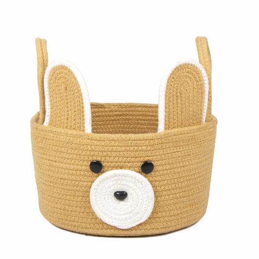 Hand-Woven Bear Face Storage Basket