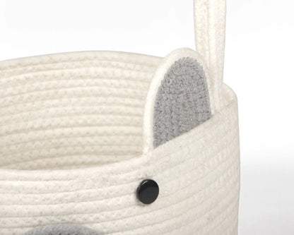 Hand-Woven Bear Face Storage Basket
