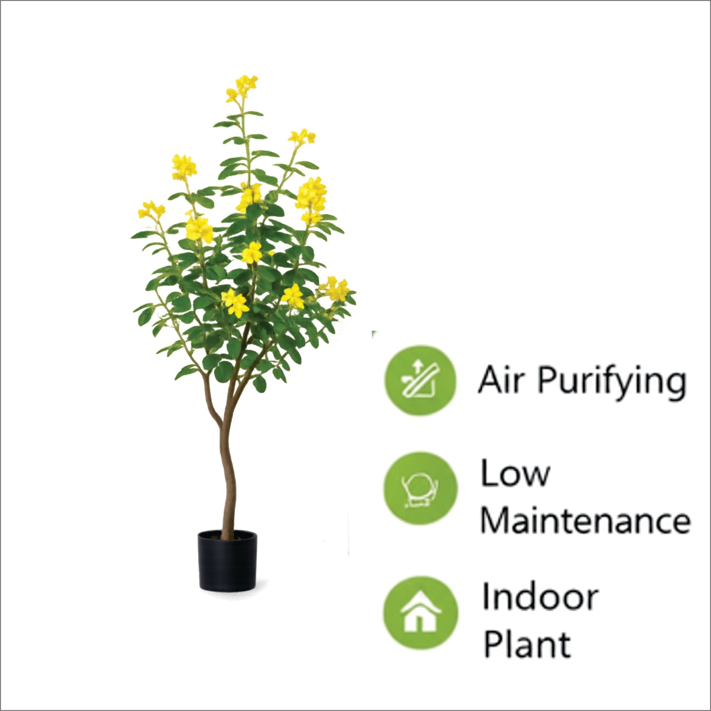 Premium Artificial Yellow Flowering Tree 59"