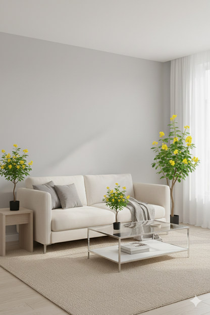 Premium Artificial Yellow Flowering Tree 59"