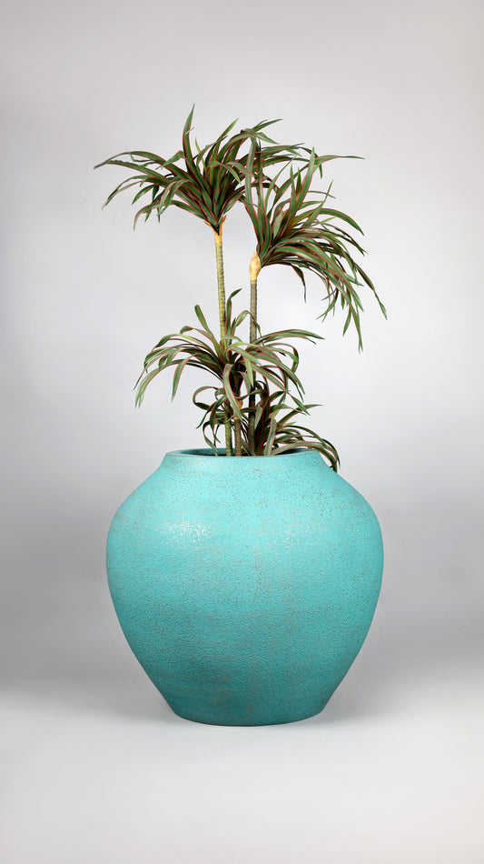 Mallow Blue Patina Fiberglass Planter