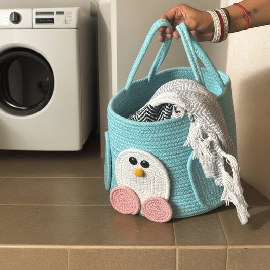 Cartoon Hand-Woven Cotton Rope Storage Basket
