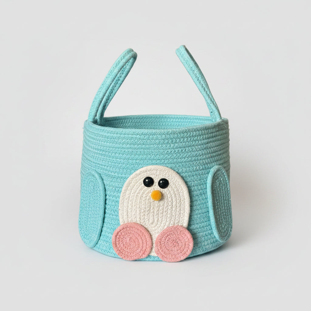 Cartoon Hand-Woven Cotton Rope Storage Basket