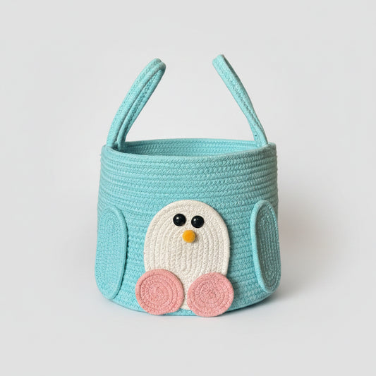 Cartoon Hand-Woven Cotton Rope Storage Basket