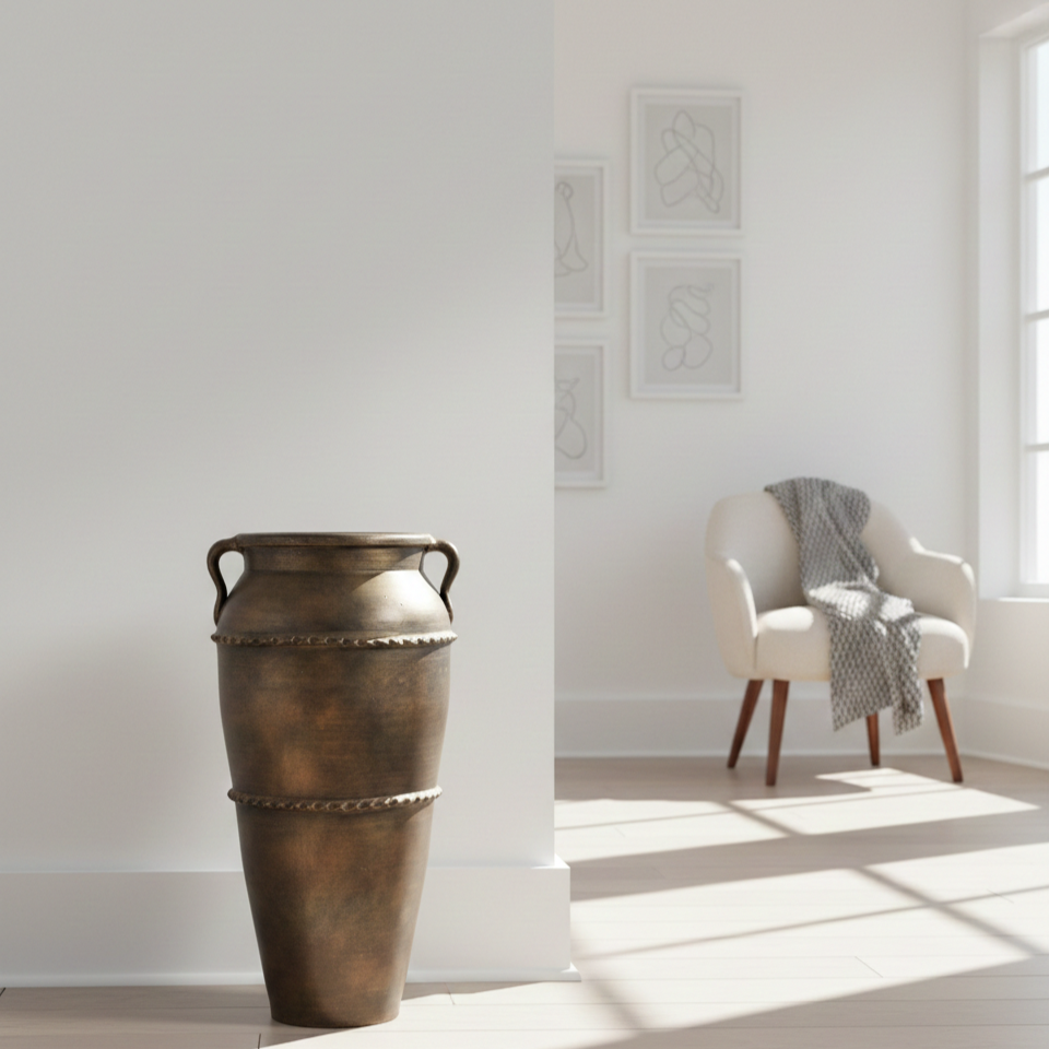 Glorious Buxor Terracotta Urn – Antique Handcrafted Statement Planter 26″, 30″ And 36″