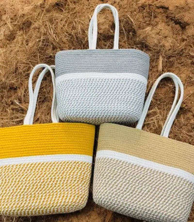 Lucky Women’s Handcrafted Cotton Rope Tote Bag – Double Handle Shoulder Bag for Office & College