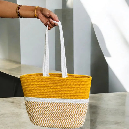 Lucky Women’s Handcrafted Cotton Rope Tote Bag – Double Handle Shoulder Bag for Office & College