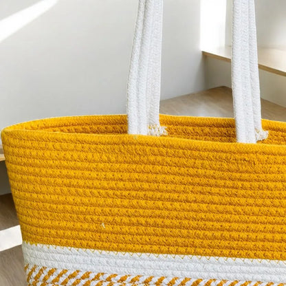 Lucky Women’s Handcrafted Cotton Rope Tote Bag – Double Handle Shoulder Bag for Office & College