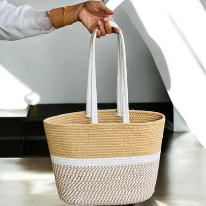 Lucky Women’s Handcrafted Cotton Rope Tote Bag – Double Handle Shoulder Bag for Office & College