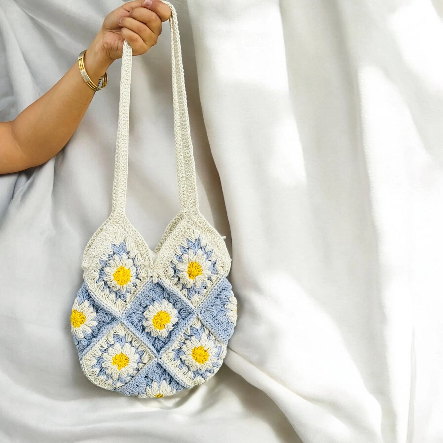 Handcrafted Crochet Bag Sling with Lining & Zipper for Women