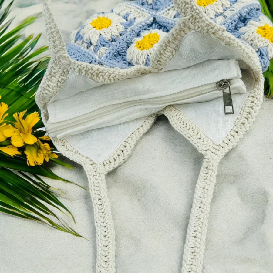Handcrafted Crochet Bag Sling with Lining & Zipper for Women