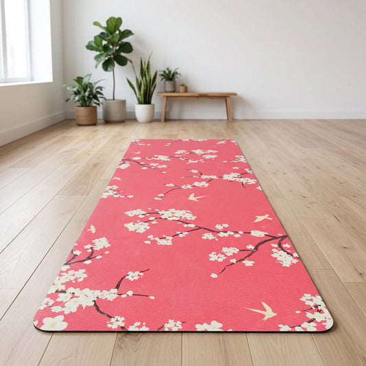 Professional PU & Natural Rubber Yoga Mat - 6mm Cherry Blossom