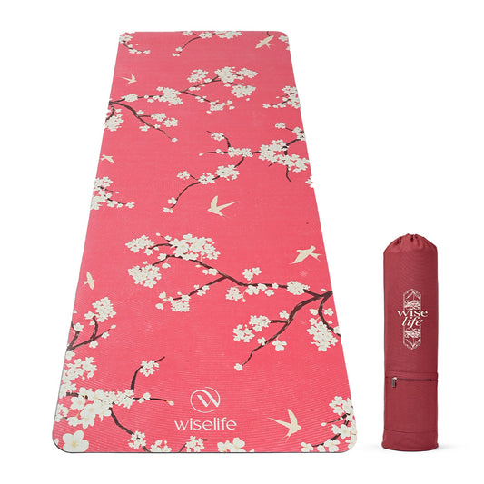 Professional PU & Natural Rubber Yoga Mat - 6mm Cherry Blossom