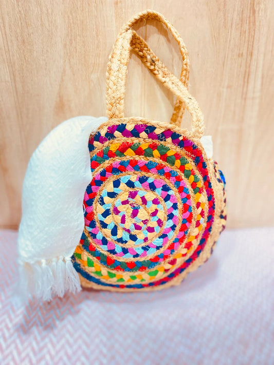 Handcrafted Jute & Cotton Blend Handbag