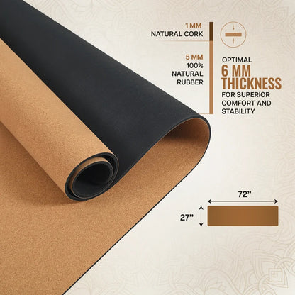 Premium Cork & Natural Rubber Yoga Mat - 6mm Arch Classic Shaped