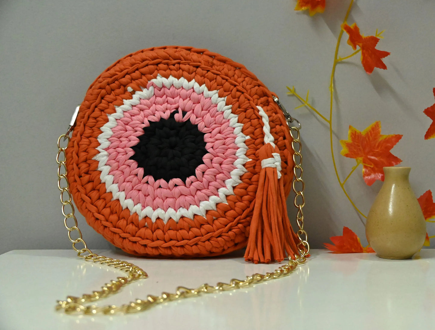 Hand-Knitted Cotton Evil Eye Sling Bag