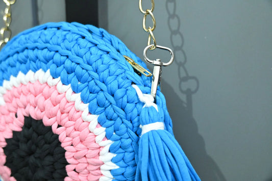 Hand-Knitted Cotton Evil Eye Sling Bag
