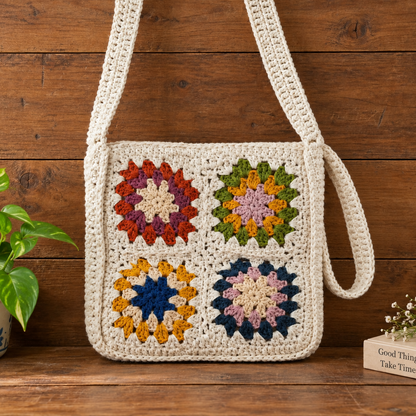 Ethnic Maid Hand Knitted Colorful Cotton Sling Bag