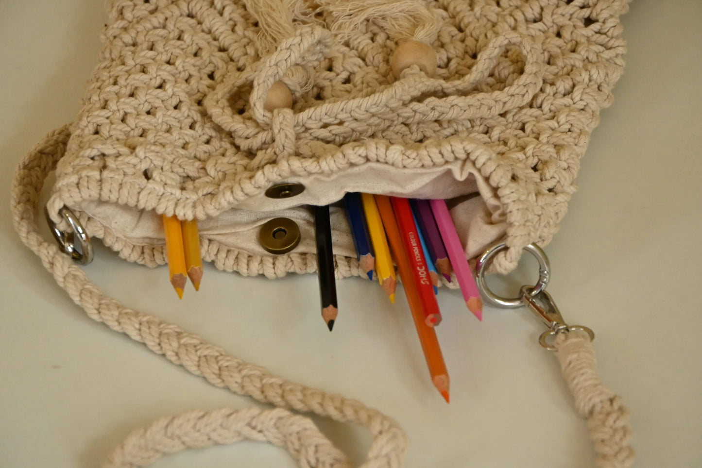 Hand-Knotted Macramé Crossbody Bag