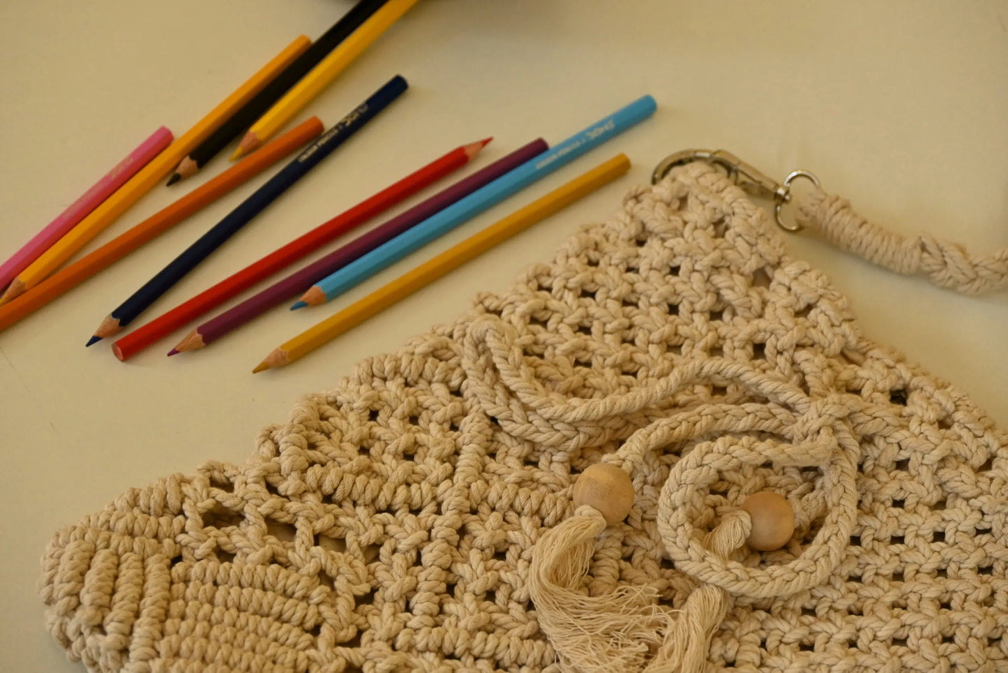Hand-Knotted Macramé Crossbody Bag