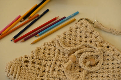 Hand-Knotted Macramé Crossbody Bag
