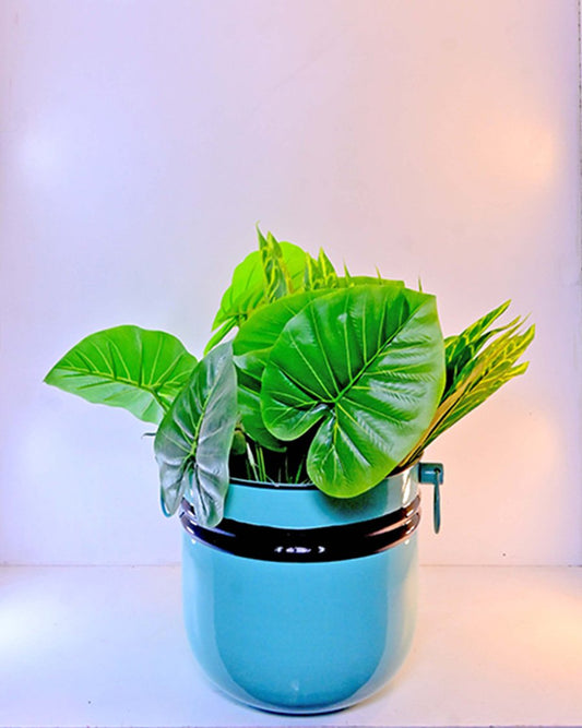 Cylinder Stripe Planter – 9.84″ Modern Home Decor – Decorative Indoor Planter