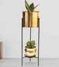 2-Tier Modern Gold Cylinder Plant Stand – 23.6 Inch | Modern Home Decor