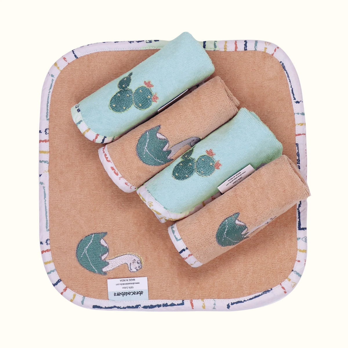 Face Washers - D for Dino Print (Set of 5)