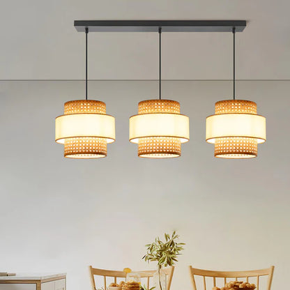 Handcrafted Rattan Cane Pendant Light Set Dia