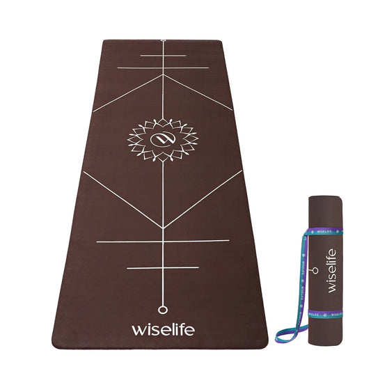 Wifelife True Alignment TPE Yoga Mat - 6mm Coffee Brown