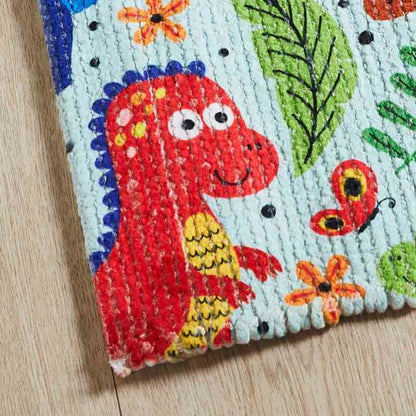 Printed Dino Kids Room Dhurrie Carpet Rug Runner Floor Mat for Living Room